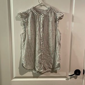 LOFT sleeveless ruffle cap sleeves top